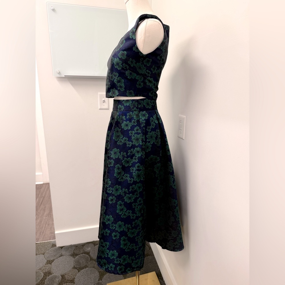 Floral Jacquard Two-Piece Set | Crop Top & Pleated Midi Skirt NWOT - Picture 5 of 16